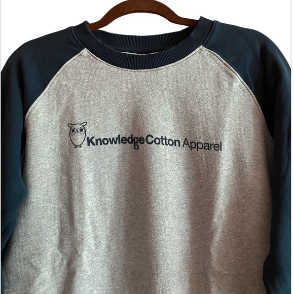 Knowledge Cotton Apparel Navy Blue Pullover 100% Cotton Sweater Size Medium - Picture 2 of 6